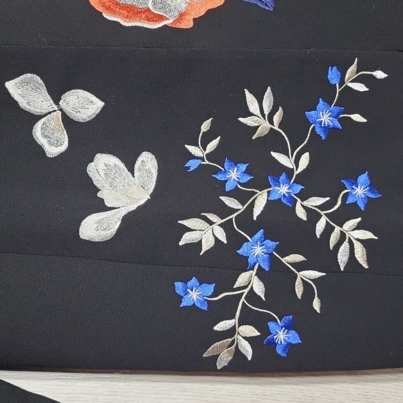 Tahari Arthur S Levine Womens 10P Long Blazer Open Front Embroidered Floral - Picture 4 of 8